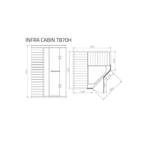 Dimensioni sauna ad infrarossi ad angolo Tylo 3 persone