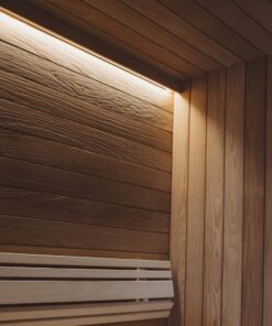 doghe sauna spazzolate con luce termotrattate