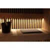 Set di 2 cuscini da sauna Tylö in acrilico Dralon grigio, imbottiti e lavabili. Dimensioni 500×400×15 mm, con bordo decorativo e maniglia per facile utilizzo.