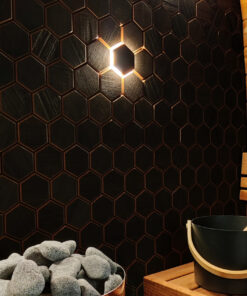 Parete decorata sauna da esterno esagonale