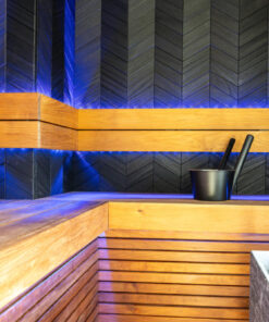 sauna con rivestimento bermuda