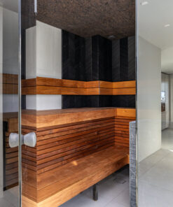 sauna con rivestimento bermuda specchio